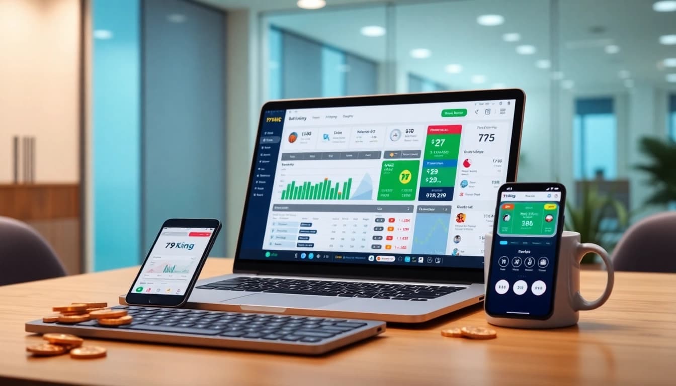 79king online betting dashboard with live odds and app on screen