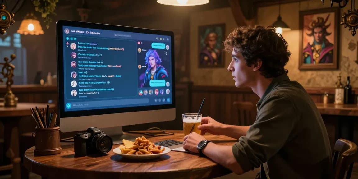 Engaging Tavern AI chat scene showcasing user interaction with AI character in a cozy tavern atmosphere.