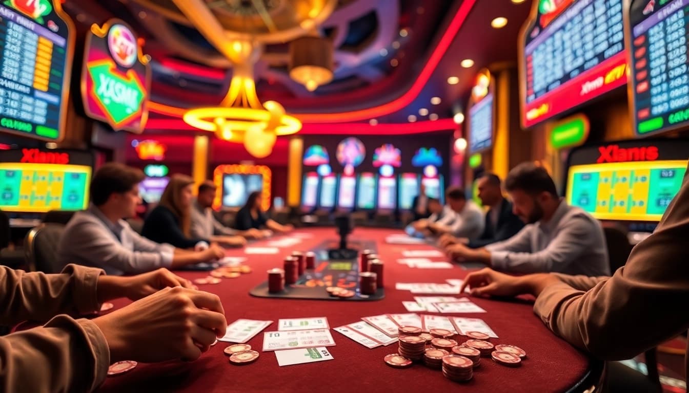 XSMB 247 betting slips and vibrant lottery results at an engaging casino table.