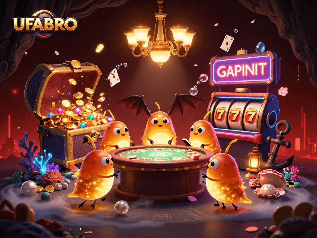 Experience UFABRO's thrilling casino with glowing glowworms and rich gaming elements