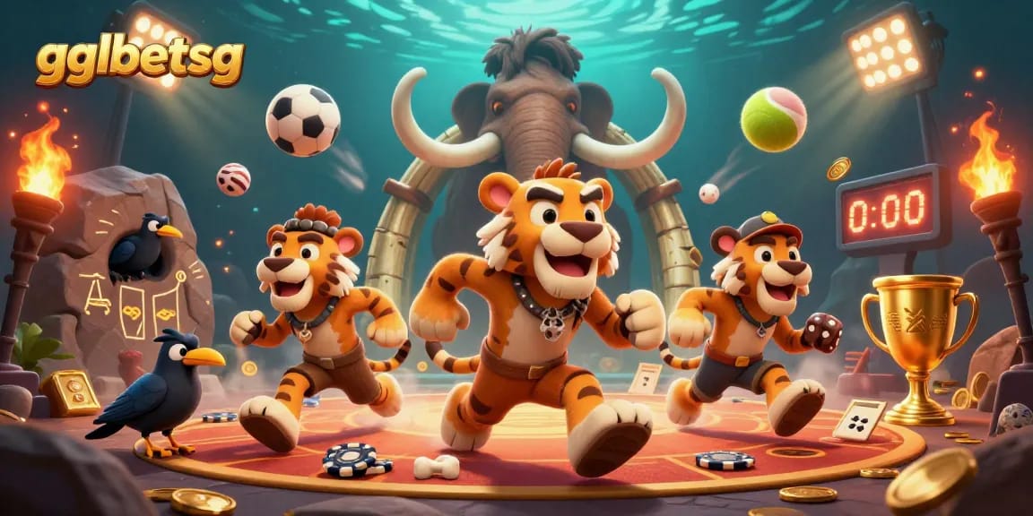 gglbetsg brings excitement with a lively scene of sports betting action featuring cartoon characters.