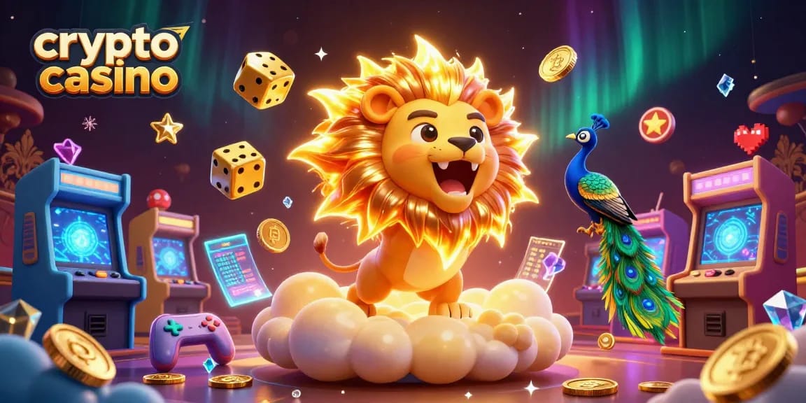 Engage in the crypto casino experience with dazzling elements of blockchain, vibrant coins, and exciting gaming machines.
