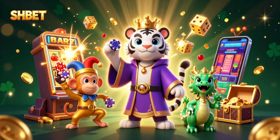 Experience the thrilling SHBET casino with a vibrant 3D illustration showcasing action-packed gaming elements.