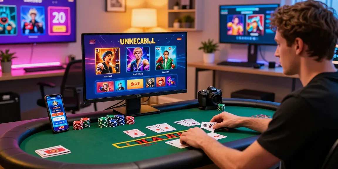 Engaged Australian player enjoying live dealer games at online casinos Australia in a stylish home office setup.