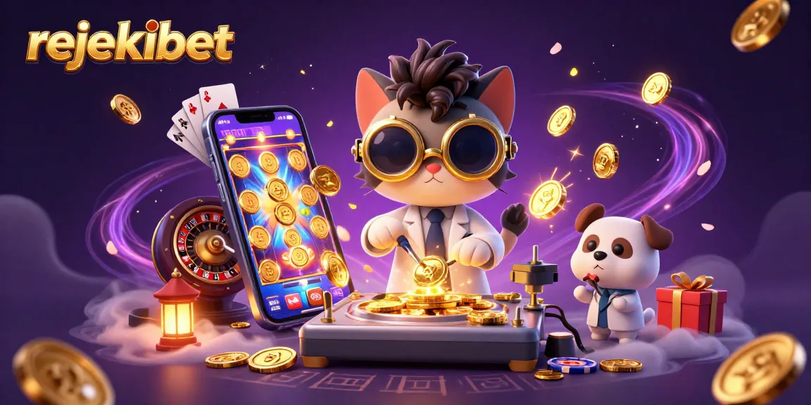 Engage in thrilling gameplay with rejekibet, showcasing vibrant slot machines and golden coin machines.
