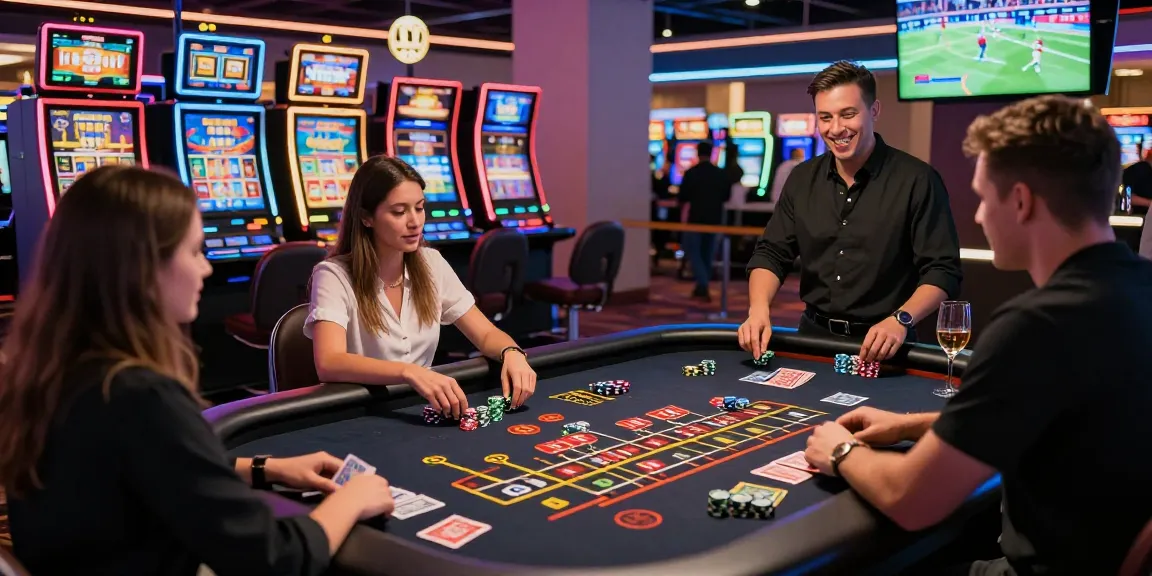 Players enjoying games at casinos that accept credit cards, with vibrant atmosphere and engaging interactions.