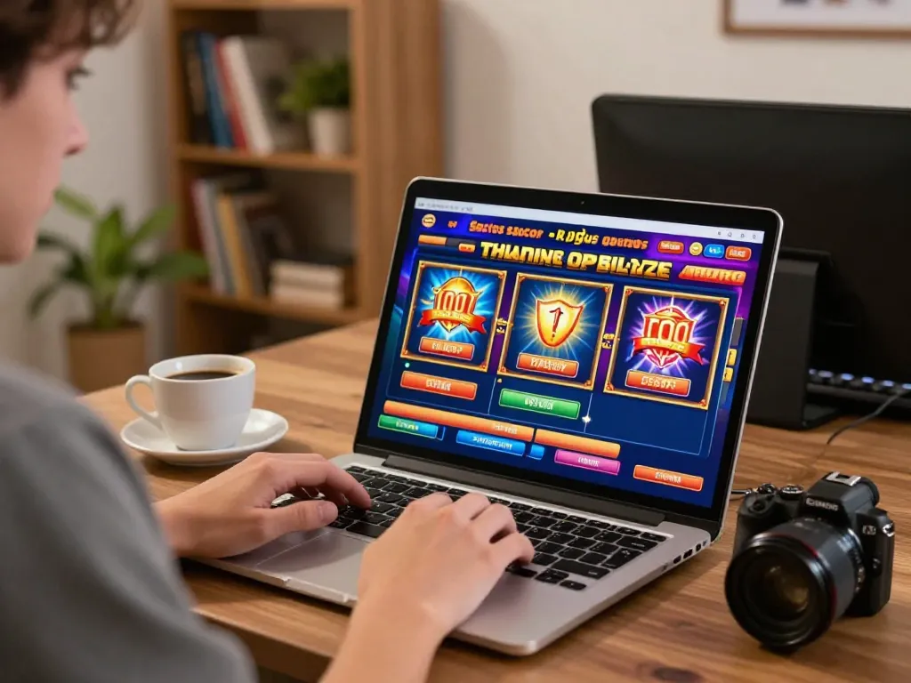 Player enjoying a dynamic gaming session on a trusted situs gacor using a laptop.