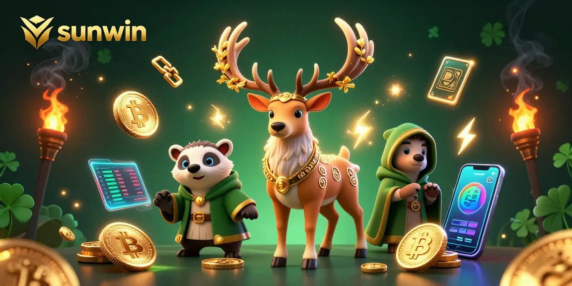 Engage with sunwin in a vibrant 3D fantasy gambling scene featuring Celtic characters and digital currency.