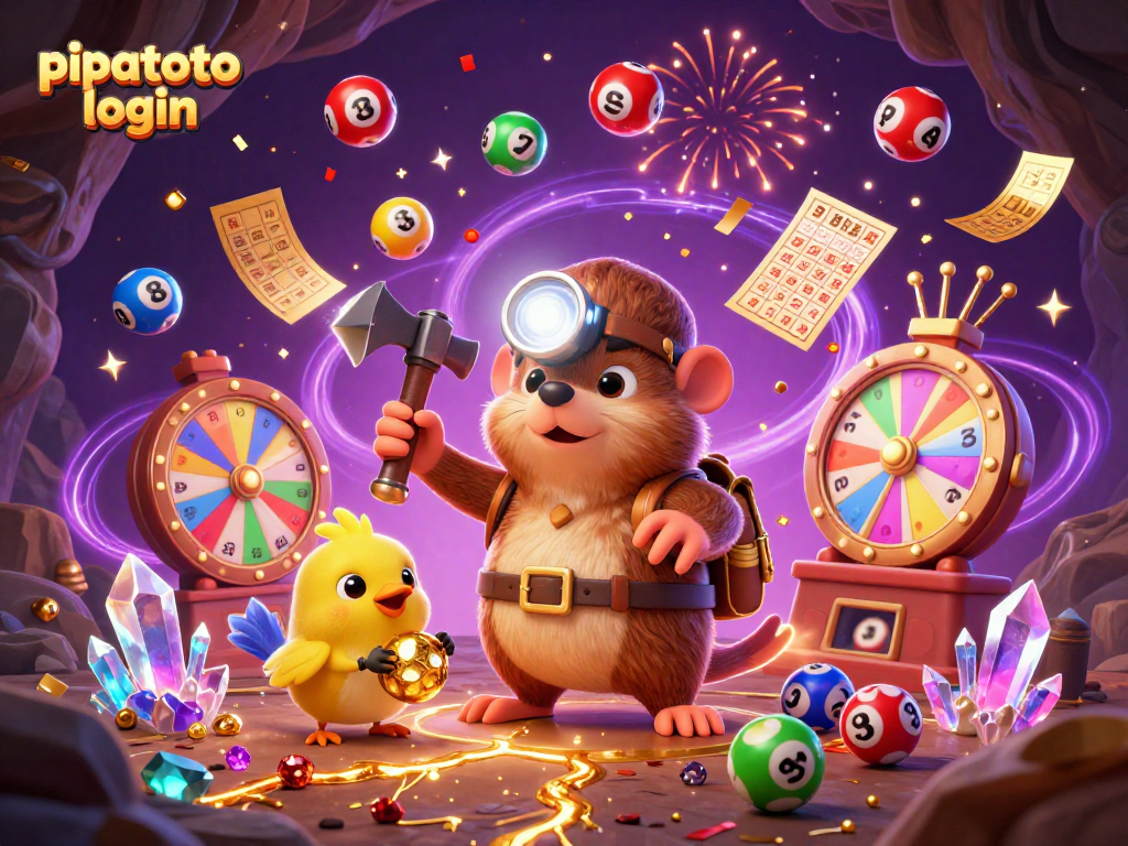 Engage with pipatoto login in a vibrant 3D cartoon scene of a treasure hunter mole and dynamic gaming elements.