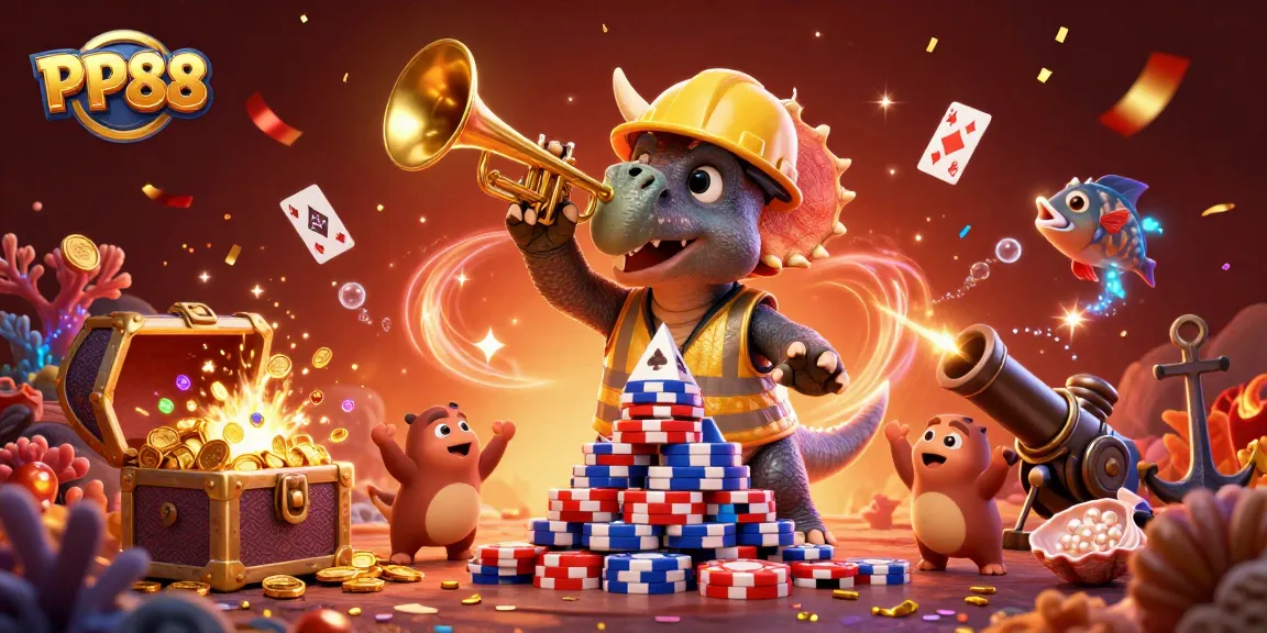 Engage in thrilling play at PP88 with vibrant 3D casino characters celebrating wins and gaming excitement