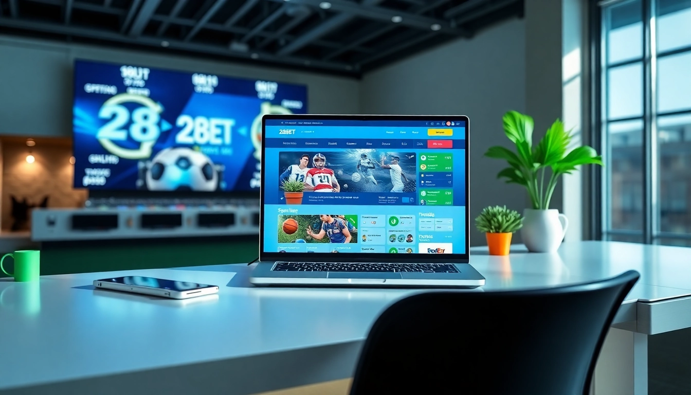 Engaging desktop view of 28BET online sportsbook with vibrant sports-focused setup.