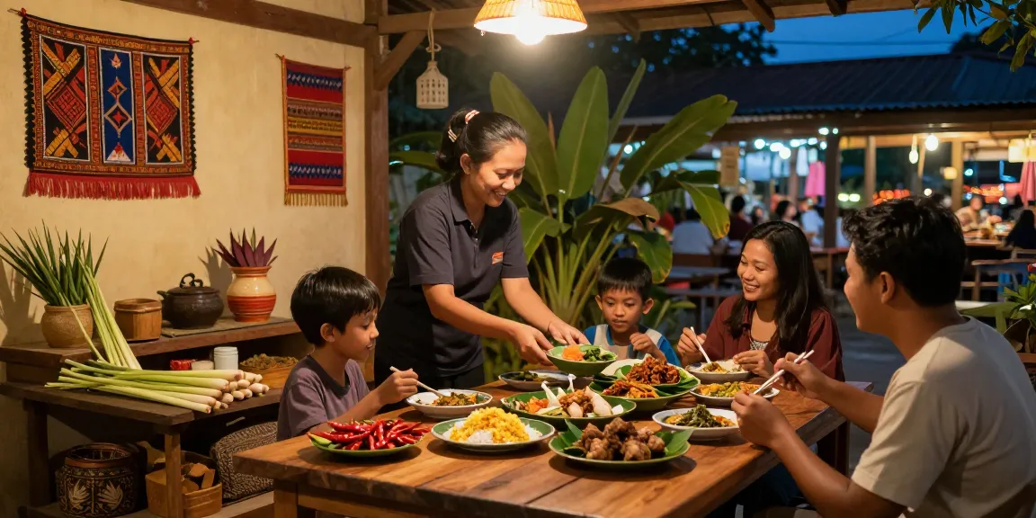 Makan malam di Warung225, keluarga berkumpul menikmati hidangan lokal sepanjang malam.