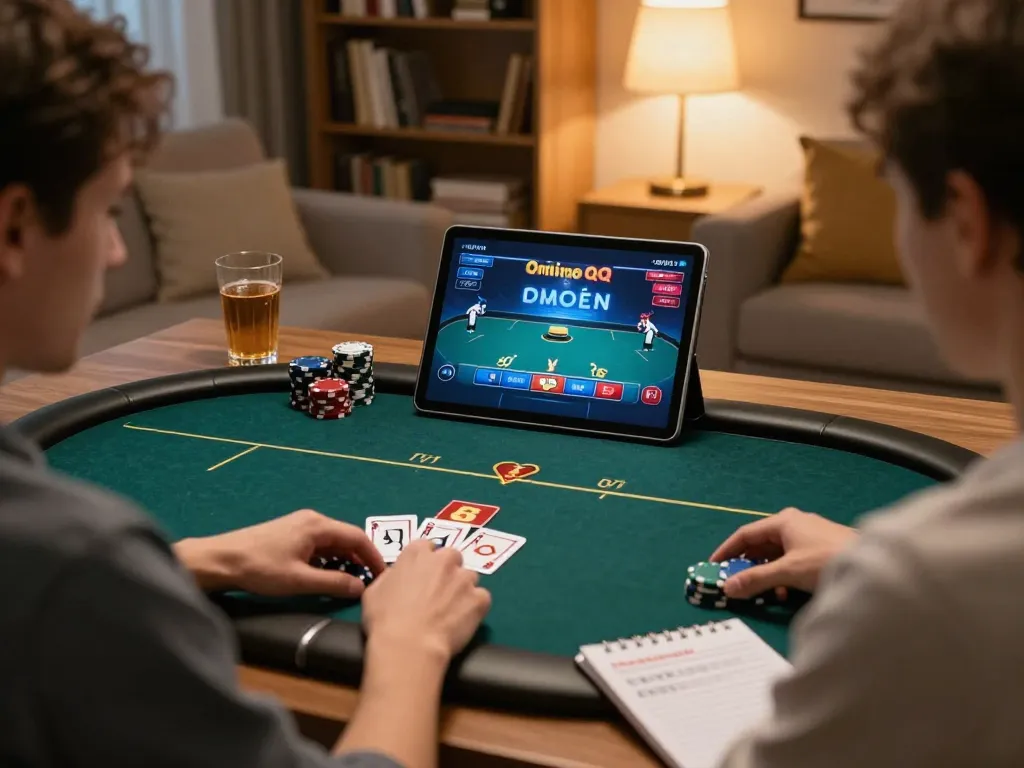 Engage in Poker Online Domino QQ while enjoying cozy gaming at home with chips and strategy notes.
