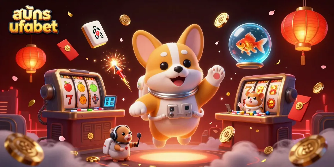 Join สมัคร ufabet for exciting gaming with a cartoon astronaut corgi in a vibrant 3D casino.
