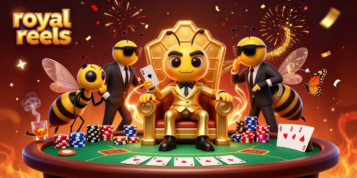 Experience royal reels excitement with a 3D illustration of a vibrant casino scene.
