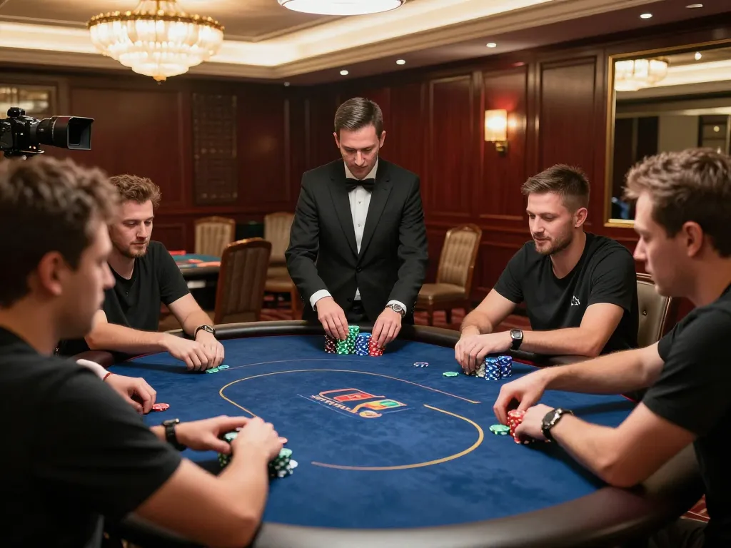 Players strategizing at an IWIN poker table, showcasing intense gameplay and competitive spirit.