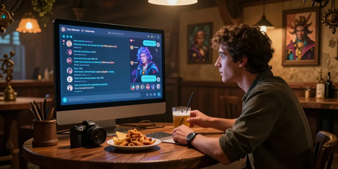 Engaging Tavern AI chat scene showcasing user interaction with AI character in a cozy tavern atmosphere.