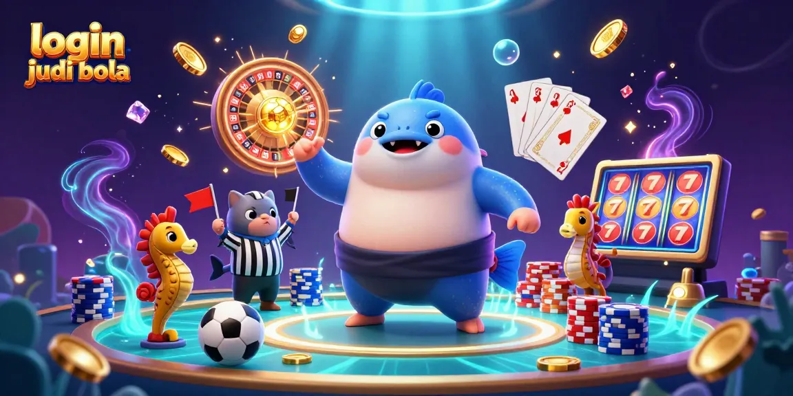 Experience login judi bola with a vibrant scene of underwater sports betting excitement and animated characters.