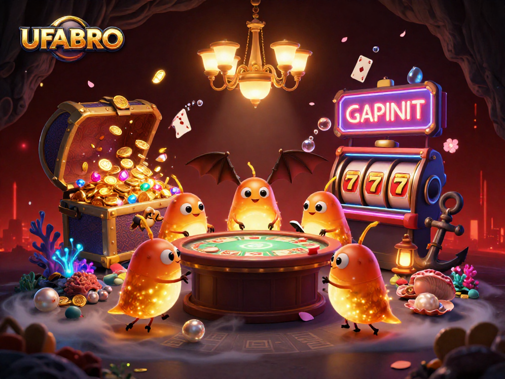 Experience UFABRO's thrilling casino with glowing glowworms and rich gaming elements