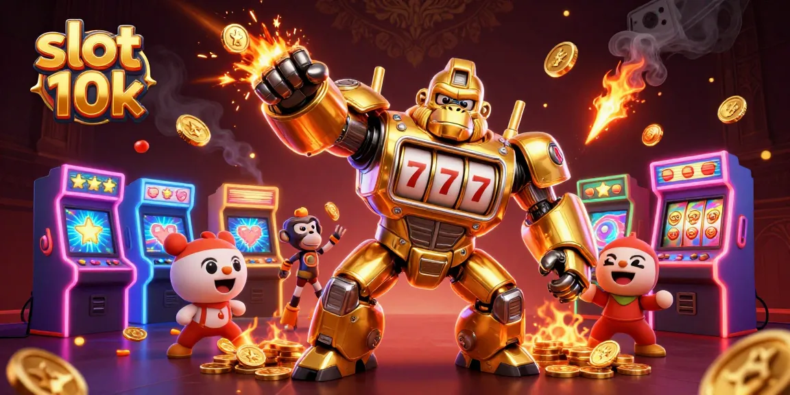Engage with the vibrant action of slot 10k as a golden gorilla mech triumphs with coins and jackpots!