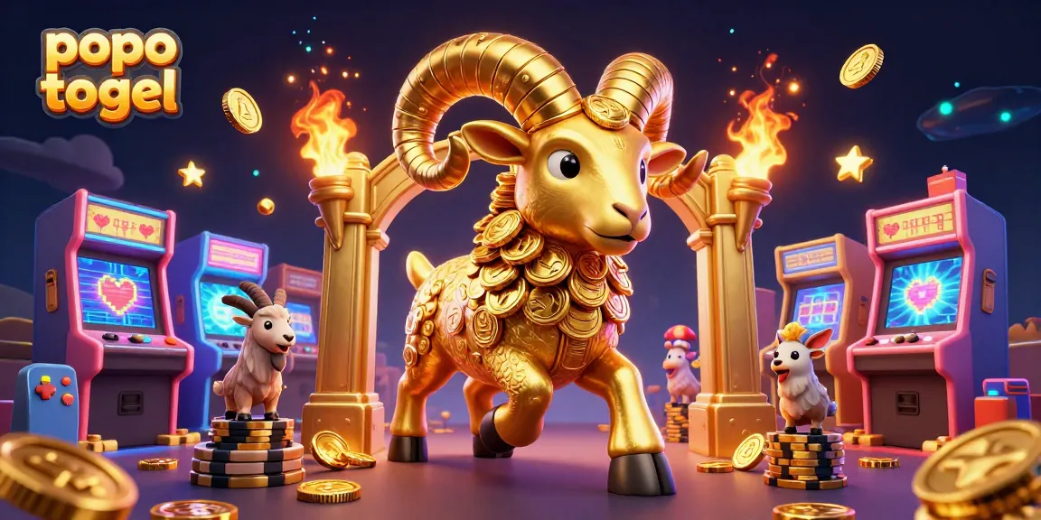 Engage with popo togel in a vibrant 3D casino world filled with golden elements and game excitement.