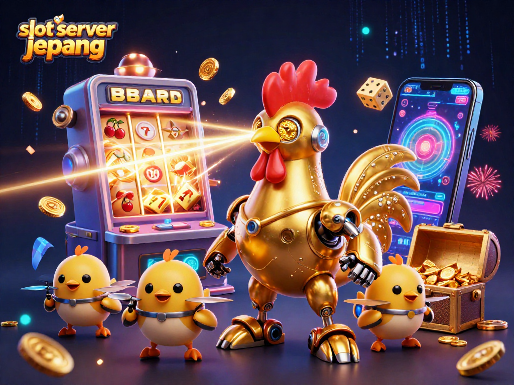 Engage with slot server jepang colorful adventure featuring golden rooster robot and dynamic game elements.