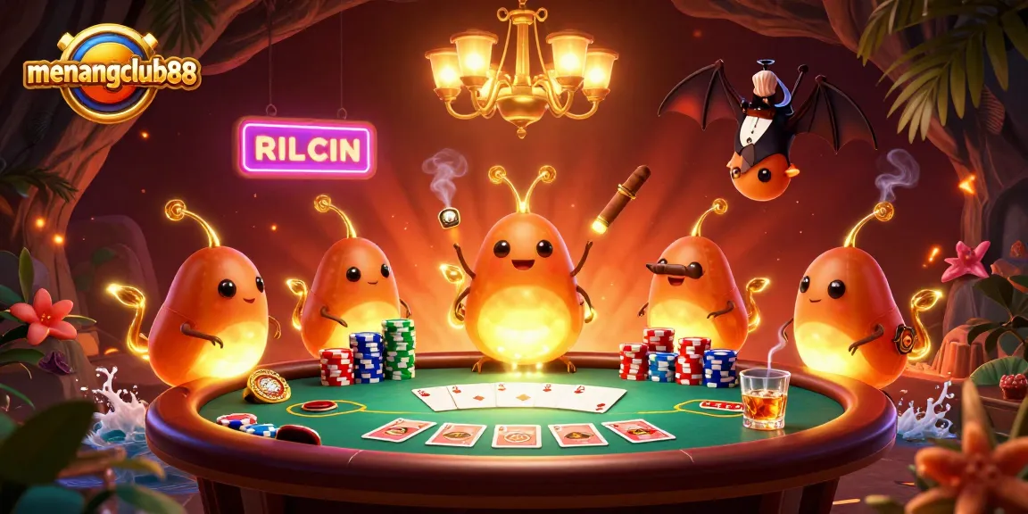 Join the excitement at menangclub88 with whimsical glowworms lighting up a vibrant cave casino scene.