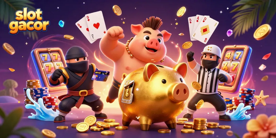 Experience slot gacor magic with a vibrant 3D illustration of characters engaging in a dynamic casino scene.