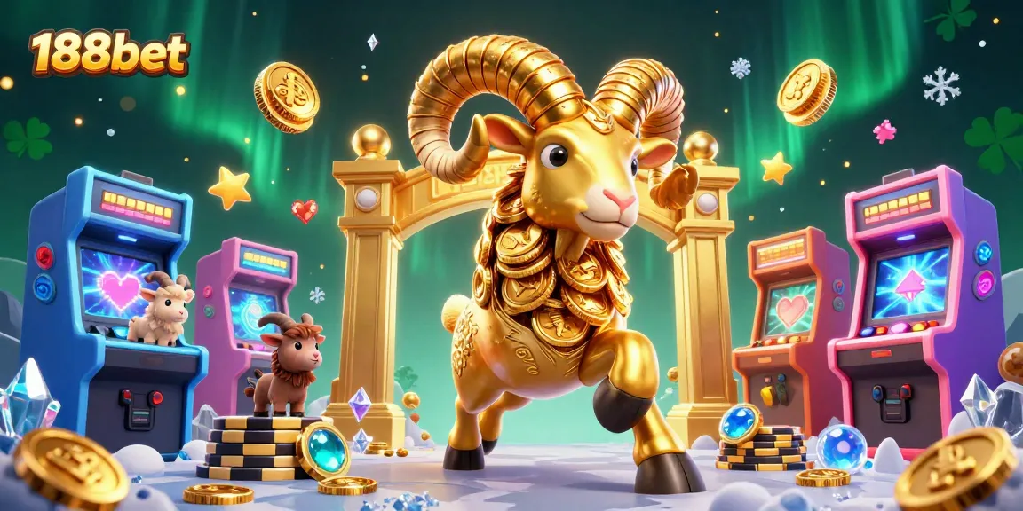 Experience thrilling action with 188bet, featuring a dynamic golden ram at a casino gate.