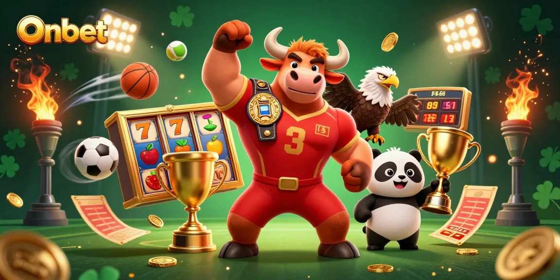 Experience winning slots and jackpots at Onbet with a vibrant and dynamic casino illustration.