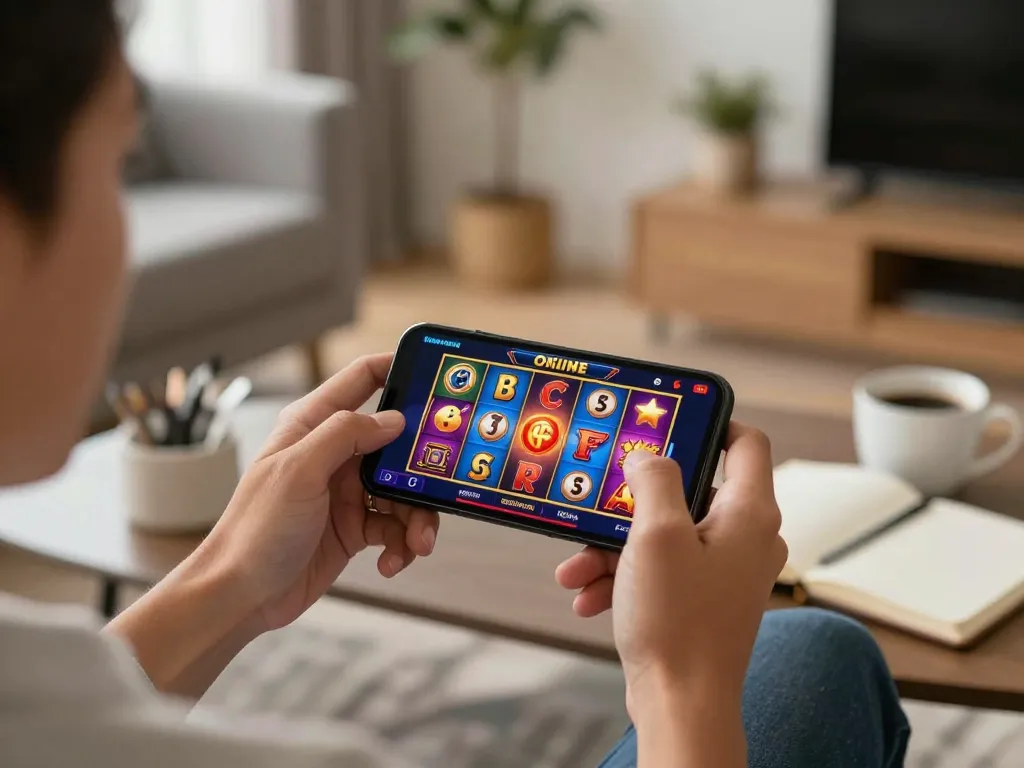 Experience online slots dynamically on https://88bet.zone/ with a smartphone in a cozy modern setting.