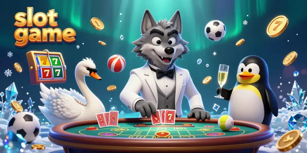 Engage in thrilling slot game action with dynamic characters and elements in a vibrant casino setting
