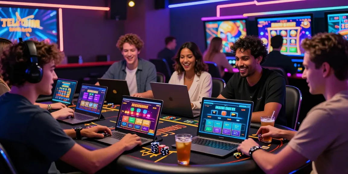 Excited players exploring credit card casinos online in a vibrant gaming atmosphere.