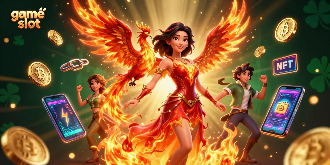 Experience thrilling game slot action with a stunning Asian woman and her fire phoenix companion.