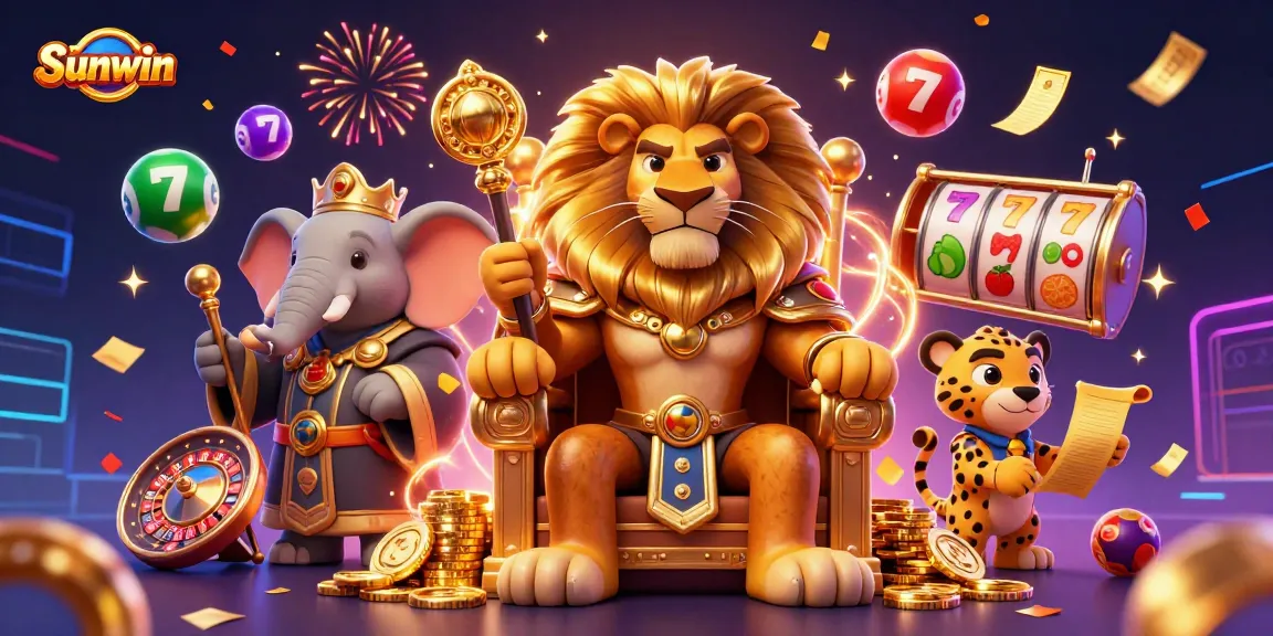 Experience the thrill of Sunwin with a vibrant scene of casino royalty and excitement.