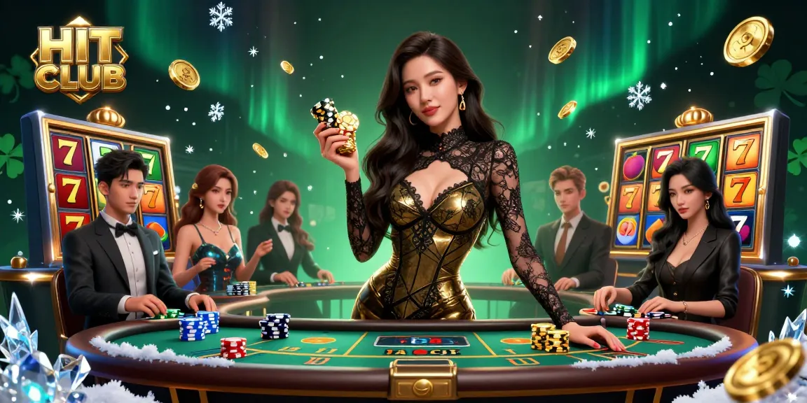 Engage in the HIT CLUB gaming experience with exclusive baccarat action and golden casino elements.