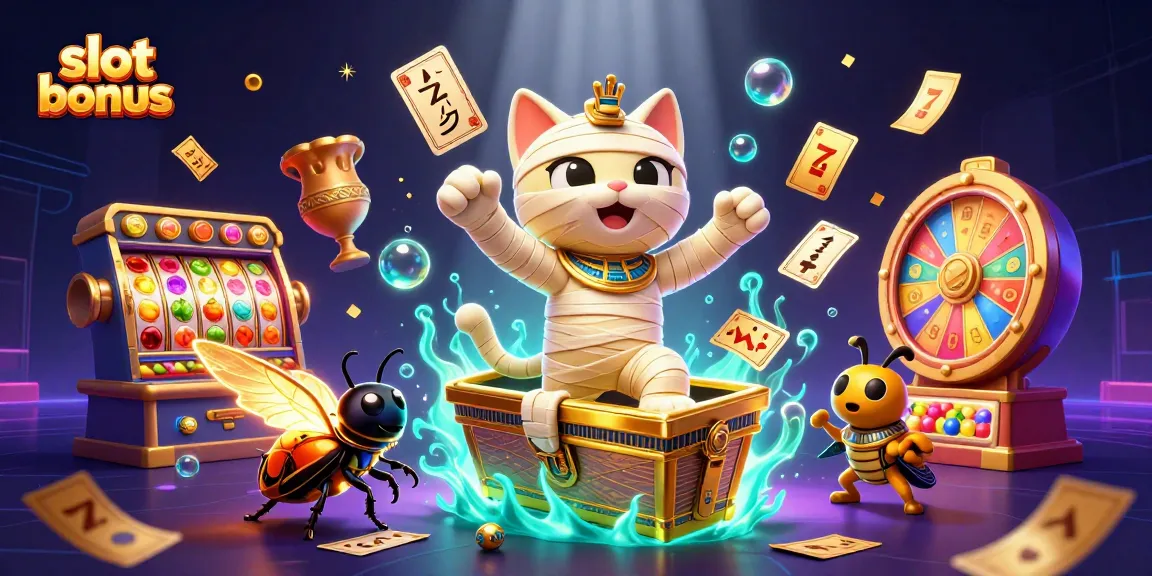 Engage with slot bonus adventures featuring a mummy cat in a dazzling casino scene.