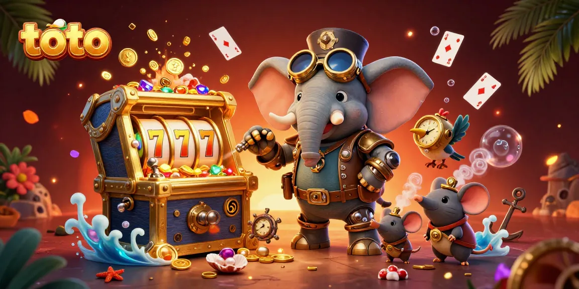 Spin the toto slot machine for exciting wins in this vibrant steampunk scene.