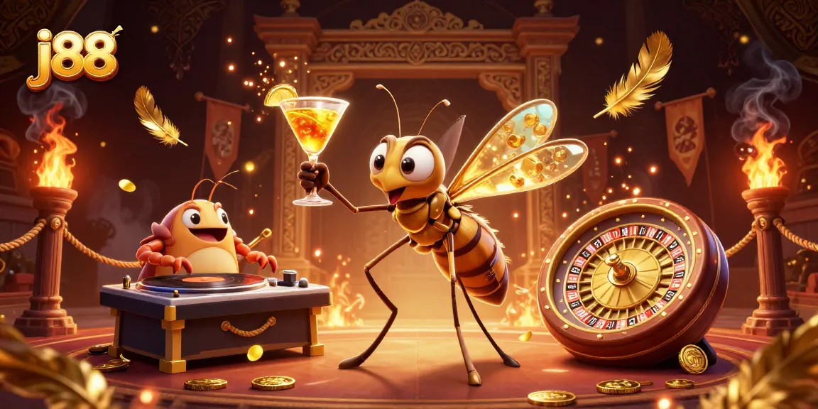 Engage in thrilling j88 casino gameplay with vibrant characters and luxurious elements.