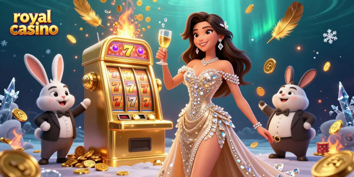 Explore the royal casino with stunning characters and vibrant slot elements in an exciting 3D scene.