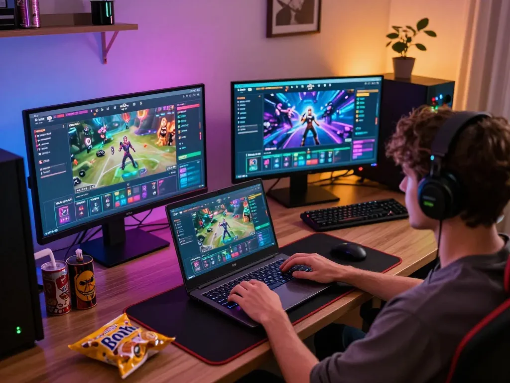 Engaging in online betting on esports through link vào KO66, showcasing dynamic gaming setup and excitement