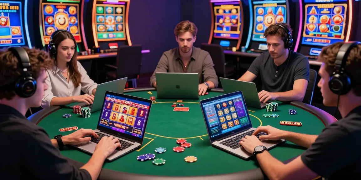 Players experiencing the thrill of non UK casinos with vibrant graphics and dynamic gaming atmosphere.