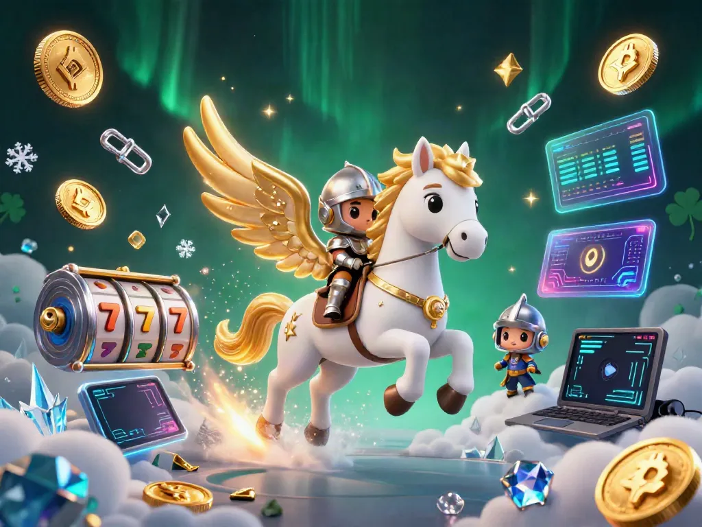Engage with the honestfoodmovement gaming scene featuring a celestial horse, casino elements, and digital crypto.