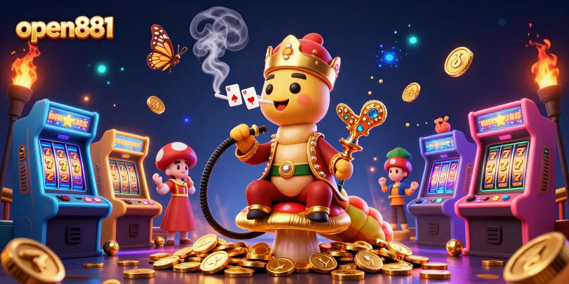 Experience the exhilarating online gaming world at open881 with vibrant slot machines and animated characters.