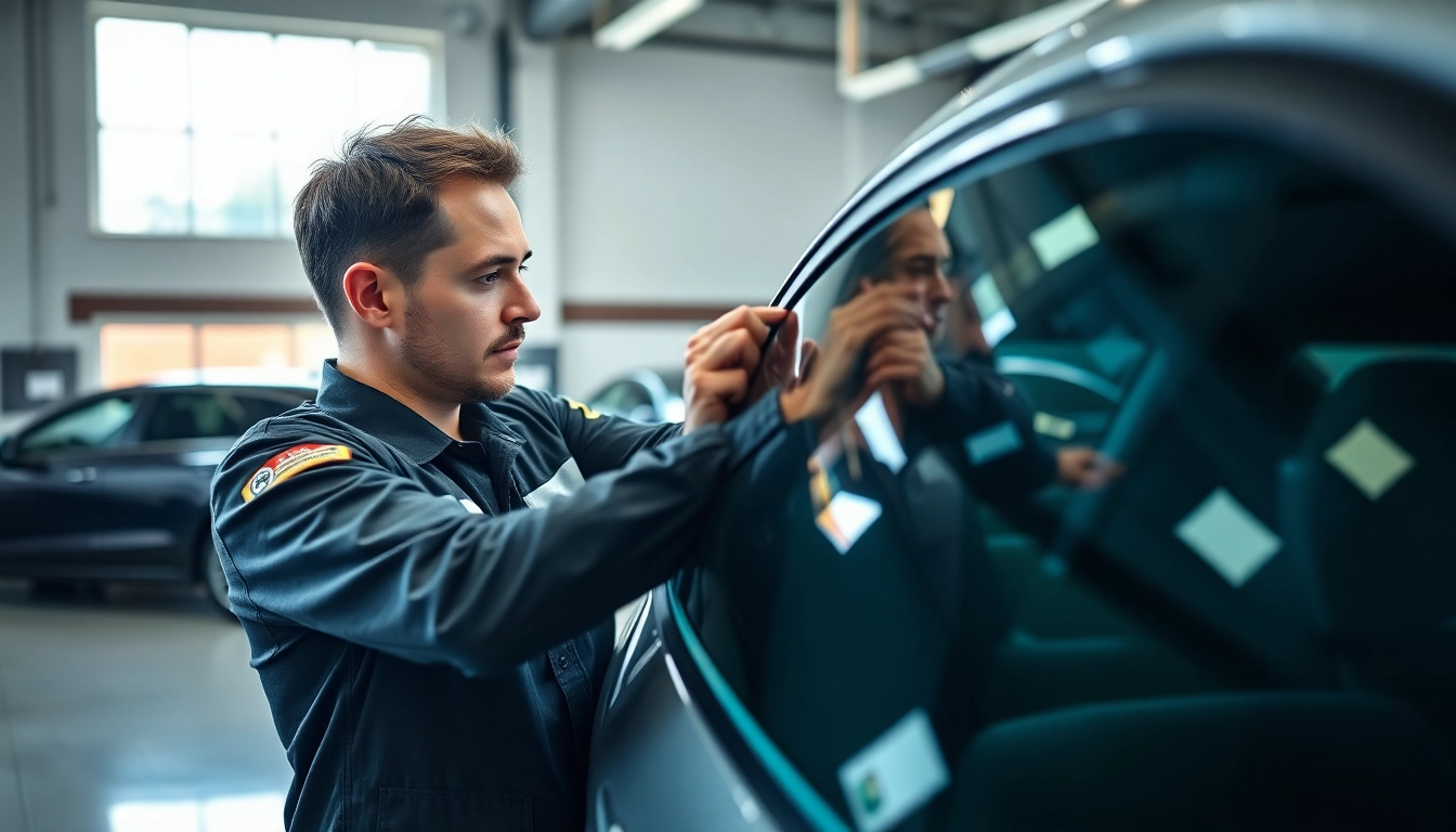 Get premium auto window tint near me applied by an expert in a modern garage.