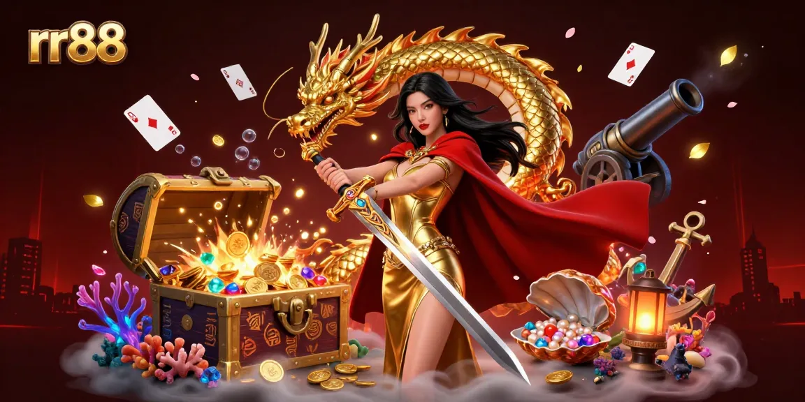 Engage with rr88's vibrant gaming world through a stunning 3D fantasy illustration.