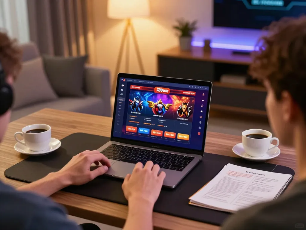 Engaging in thrilling online gambling at 789win with a modern gaming setup.