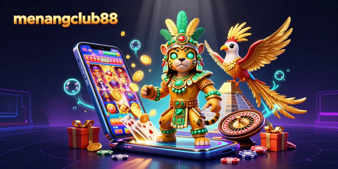 Experience excitement at menangclub88 with an immersive casino scene featuring a Mayan jaguar priest.