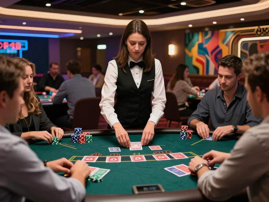 Players engaged at the GG88 live dealer blackjack table, emphasizing strategy and excitement in a vibrant casino.