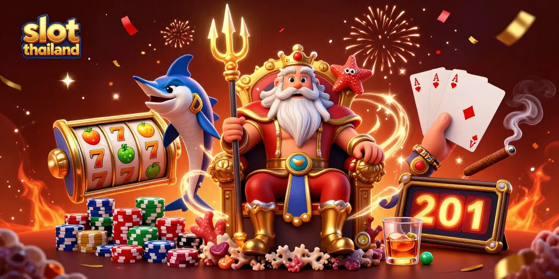 Experience thrilling wins at slot thailand with vibrant slot reels and exciting game elements in this dynamic 3D illustration.
